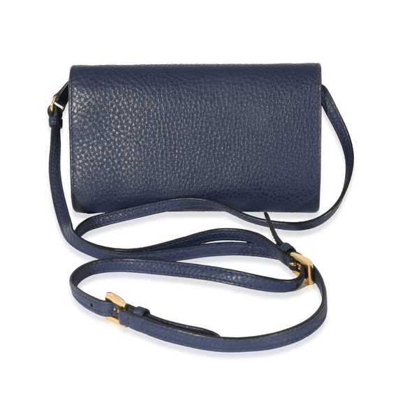 Prada Navy Leather Wallet On Strap - Picture 3 of 8